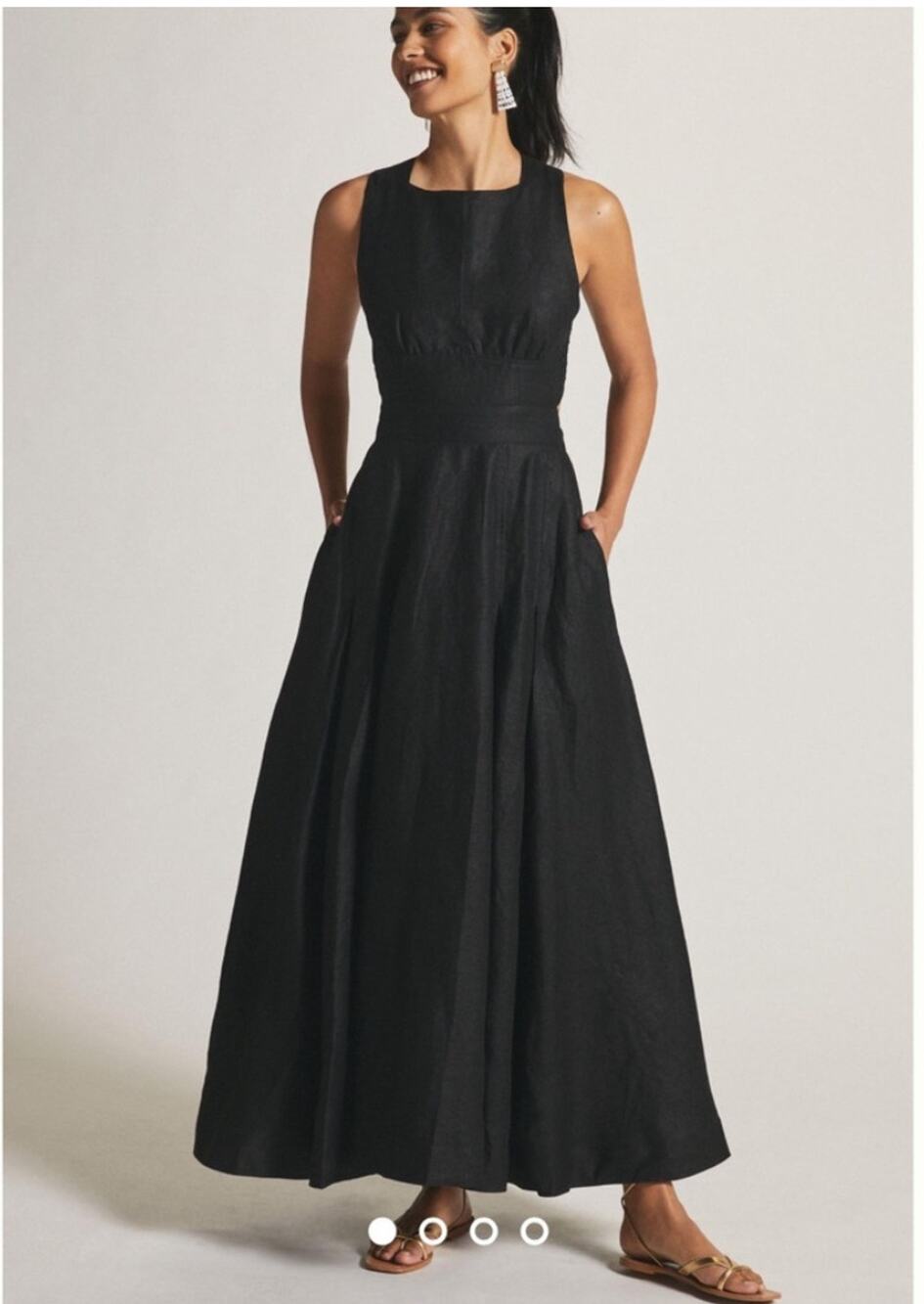 Aureta Studio Boatneck Linen Maxi Dress Anthropologie - Picture 1 of 9